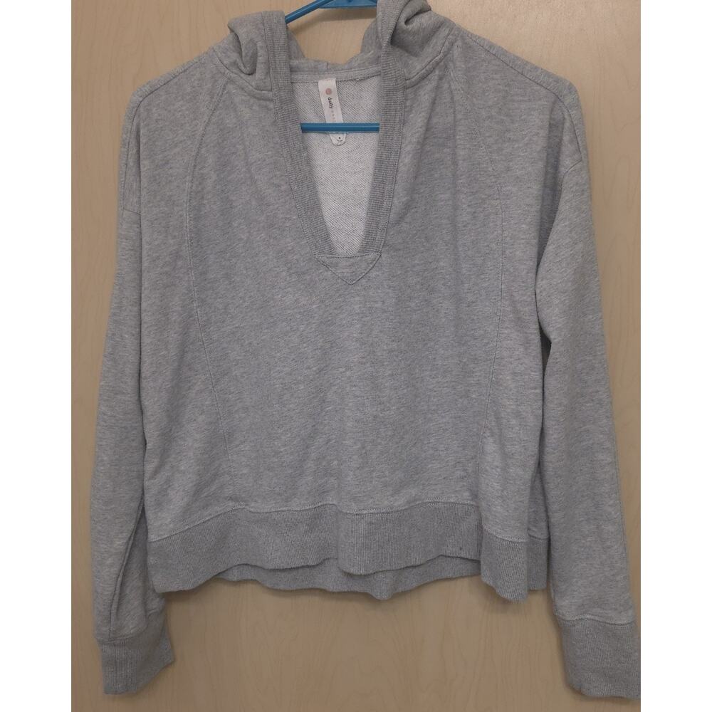 Daily Practice Anthropologie Cropped Hoodie Henley Sweatshirt Womens Small Gray